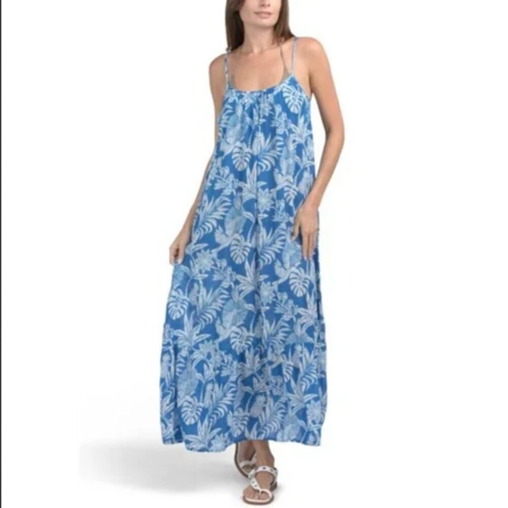 NWT BLEU BY ROD BEATTIE Blue Multi A Place In The Sun Cover-up Dress Size Small